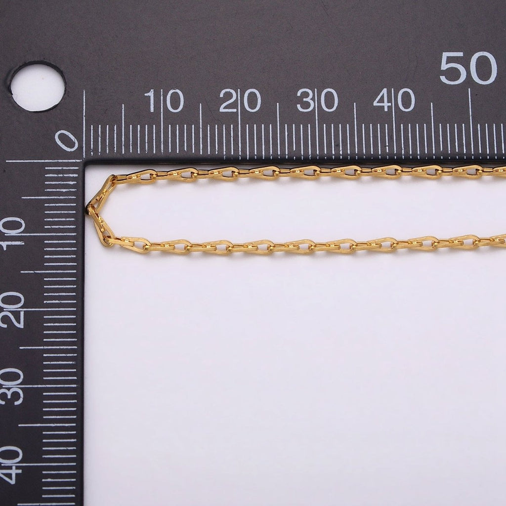 Dainty 16K Gold plated Ladder Hook Horse Shoe Chain 1.7mm Unfinished chain by Yard Unique Horseshoe Link Chain | ROLL-1267 ROLL-1268 Clearance Pricing