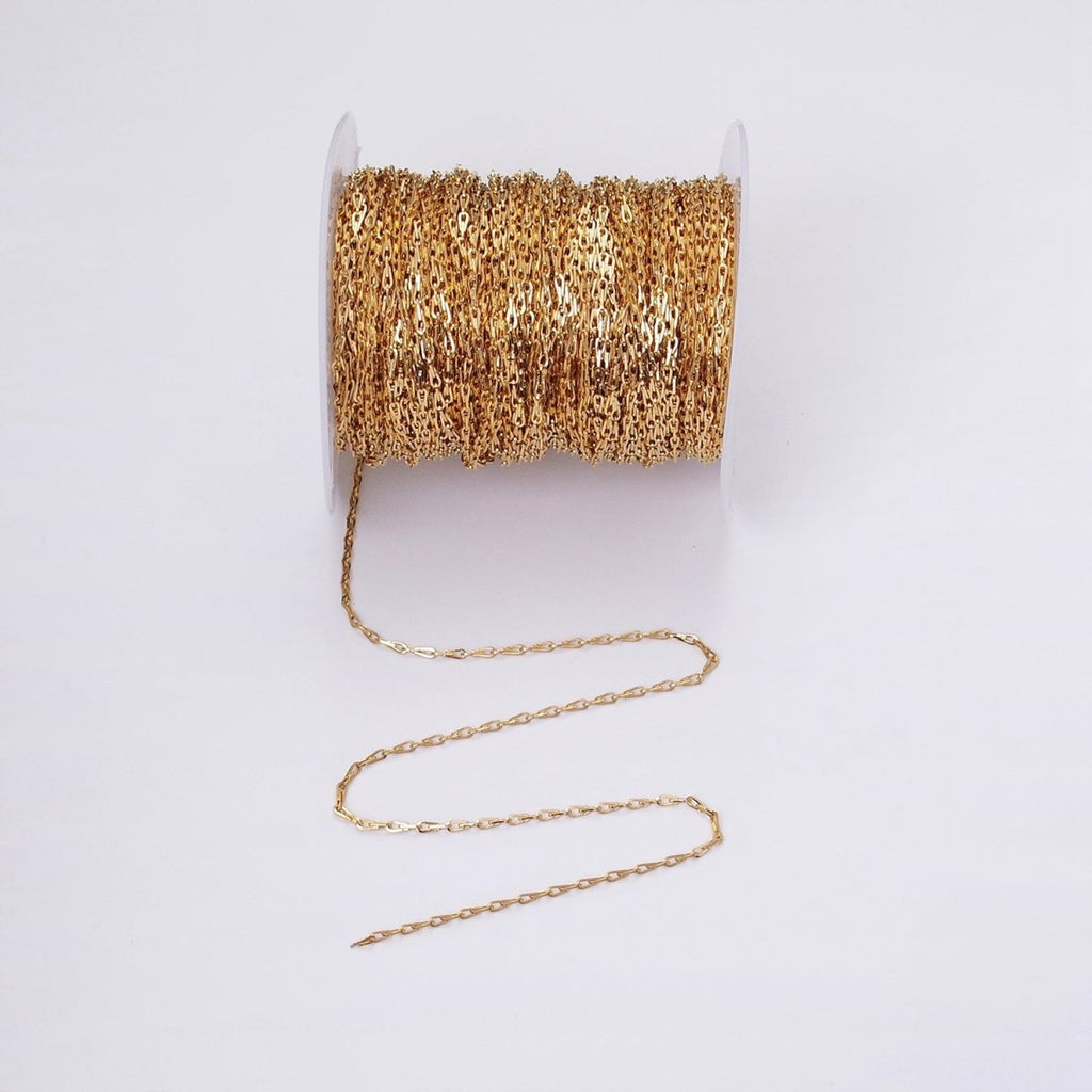 Dainty 16K Gold plated Ladder Hook Horse Shoe Chain 1.7mm Unfinished chain by Yard Unique Horseshoe Link Chain | ROLL-1267 ROLL-1268 Clearance Pricing