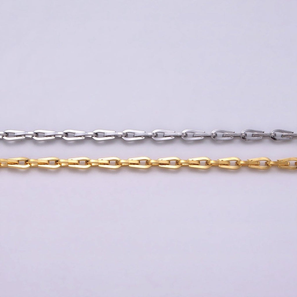 Dainty 16K Gold plated Ladder Hook Horse Shoe Chain 2.1mm Unfinished chain by Yard Unique Horseshoe Link Chain | ROLL-1265 ROLL-1266 Clearance Pricing