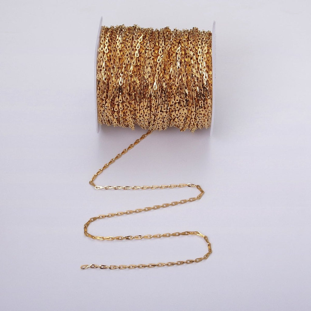 Dainty 16K Gold plated Ladder Hook Horse Shoe Chain 2.1mm Unfinished chain by Yard Unique Horseshoe Link Chain | ROLL-1265 ROLL-1266 Clearance Pricing