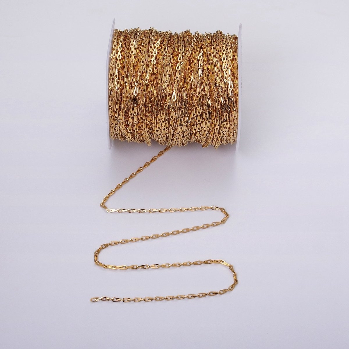Dainty 16K Gold plated Ladder Hook Horse Shoe Chain 2.1mm Unfinished chain by Yard Unique Horseshoe Link Chain | ROLL-1265 ROLL-1266 Clearance Pricing