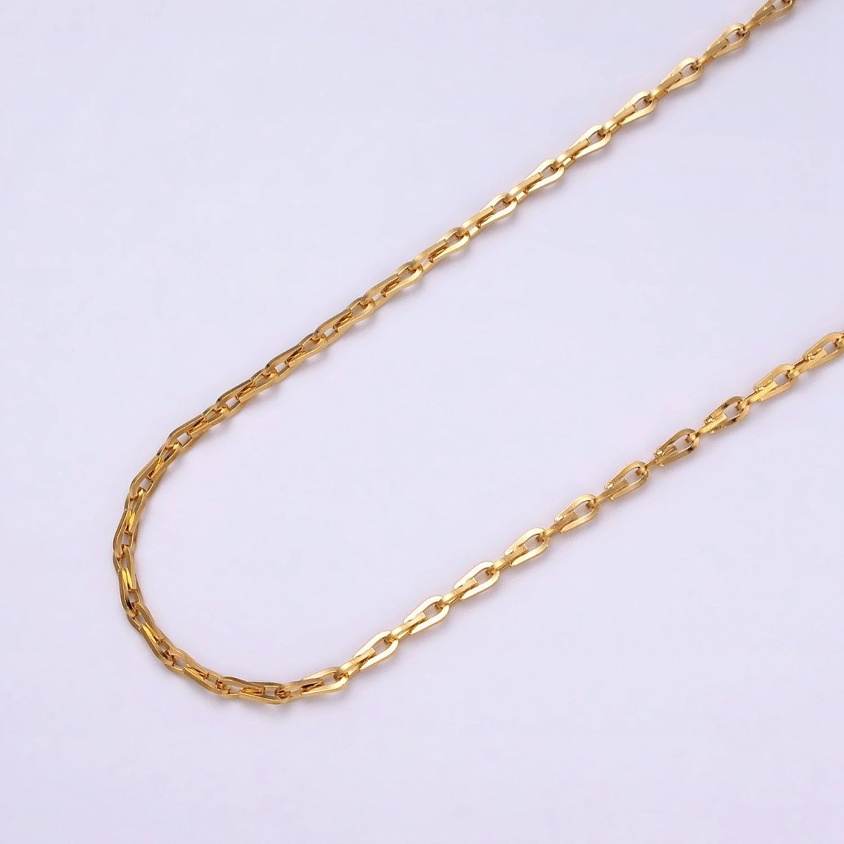 Dainty 16K Gold plated Ladder Hook Horse Shoe Chain 2.1mm Unfinished chain by Yard Unique Horseshoe Link Chain | ROLL-1265 ROLL-1266 Clearance Pricing