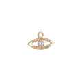 Dainty 18k Gold Fill Evil Eye Charm Protection Necklace Micro Pave CZ Cubic Zirconia Tiny White Evil Eye Pendant Style Earring Bracelet C-083 - DLUXCA