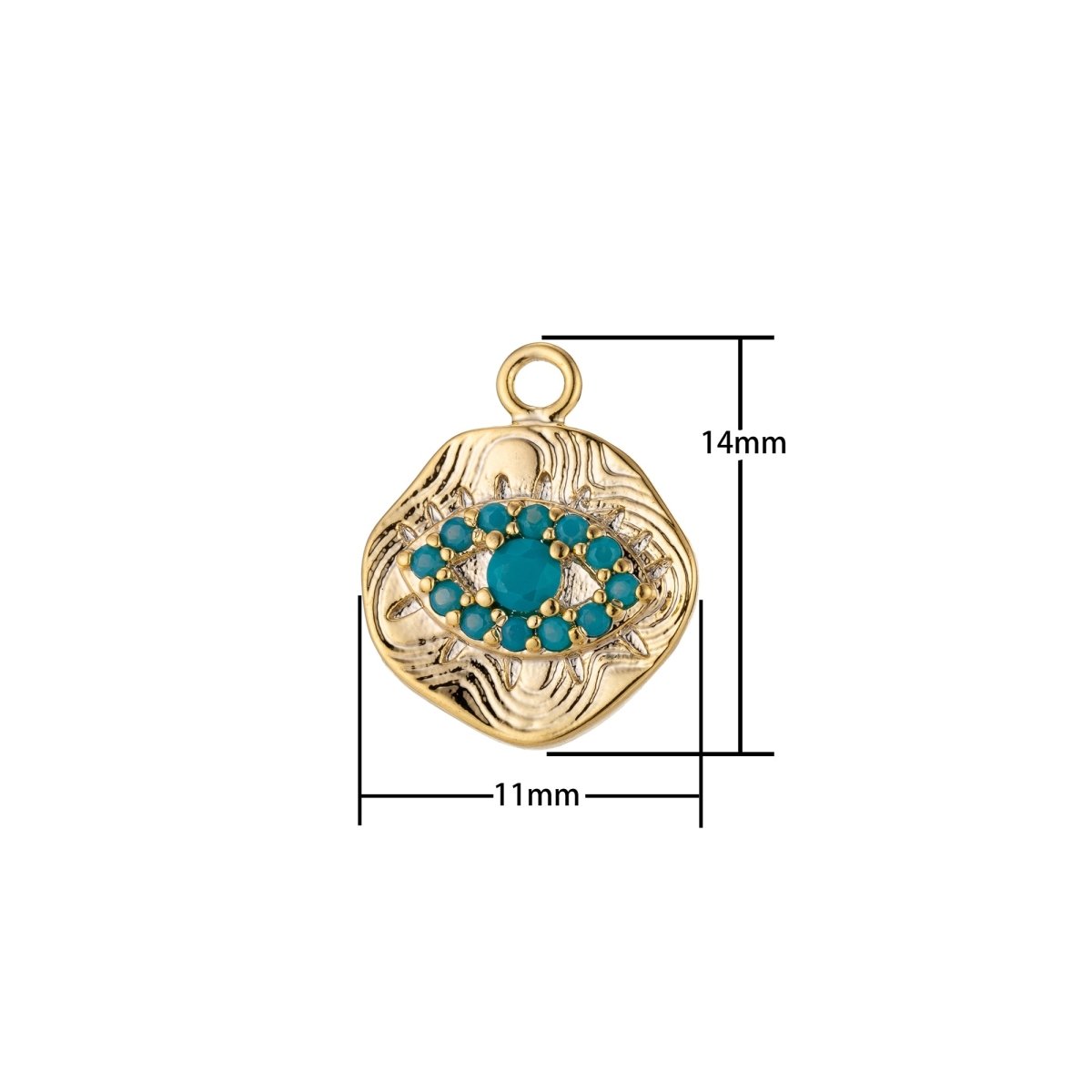 Dainty 18k Gold plated Coin Charm Evil Eye Charm for Bracelet Necklace Pendant Earring Jewelry Making Turquoise Greek Eye Texture Charm E-467 - DLUXCA