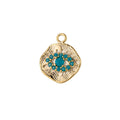 Dainty 18k Gold plated Coin Charm Evil Eye Charm for Bracelet Necklace Pendant Earring Jewelry Making Turquoise Greek Eye Texture Charm E-467 - DLUXCA