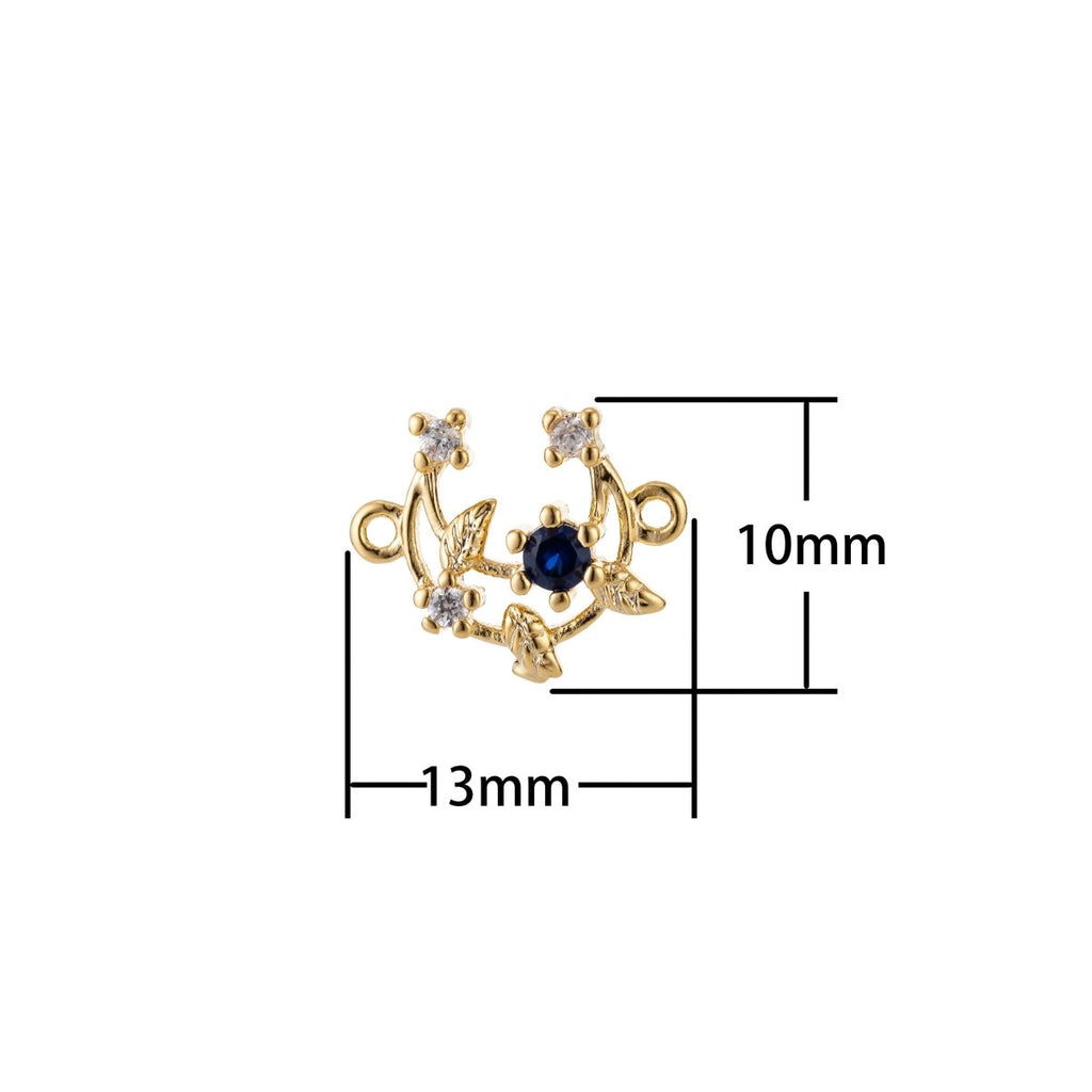 Dainty 18k Gold plated Connector Micro Pave Moon Bracelet Connector Earring Crescent Moon Charm Connector Necklace Connector F-776 - DLUXCA