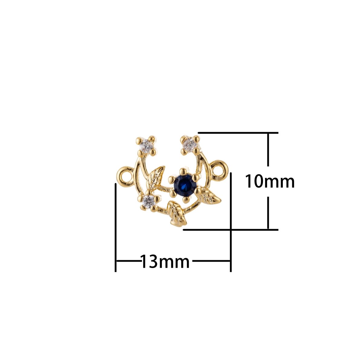Dainty 18k Gold plated Connector Micro Pave Moon Bracelet Connector Earring Crescent Moon Charm Connector Necklace Connector F-776 - DLUXCA
