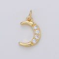 Dainty 18K Gold plated Crystal Moon Charm E-135 - DLUXCA