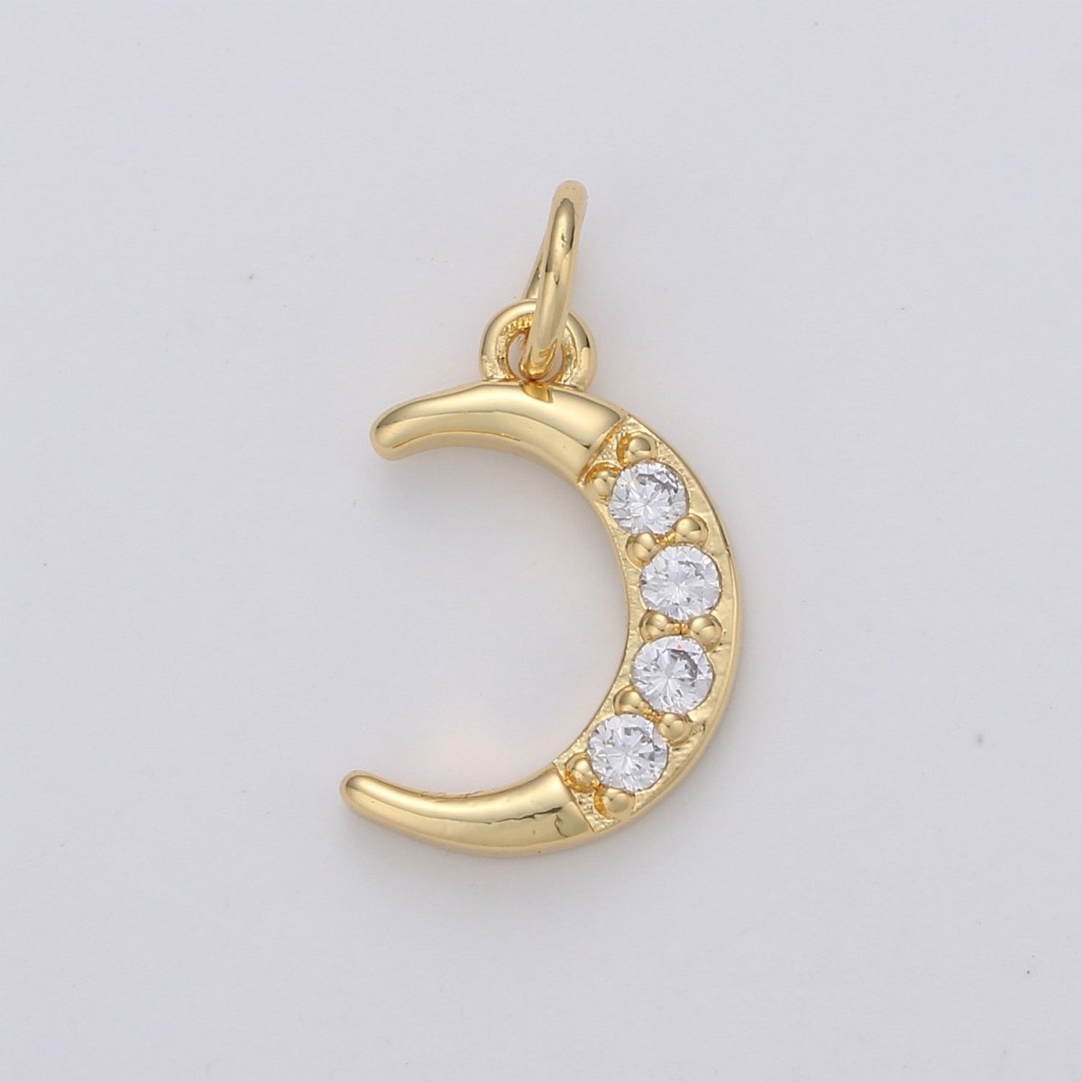 Dainty 18K Gold plated Crystal Moon Charm E-135 - DLUXCA