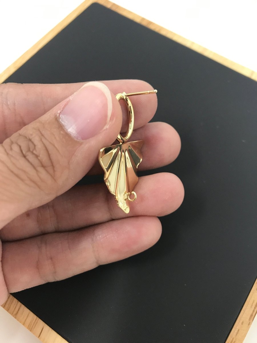 Dainty 18k Gold plated Earrings Post with Links and Loop, Stud Earrings, Geometric Earring Findings for Jewelry Making Supplies K-009 - DLUXCA