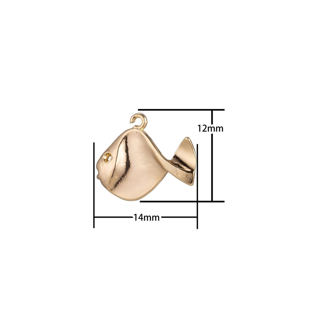 Dainty 18k Gold plated Fish Charm for Bracelet Necklace Pendant Earring Golden Cute Goldfish Animal Lover Findings for Jewelry Making C-329 - DLUXCA