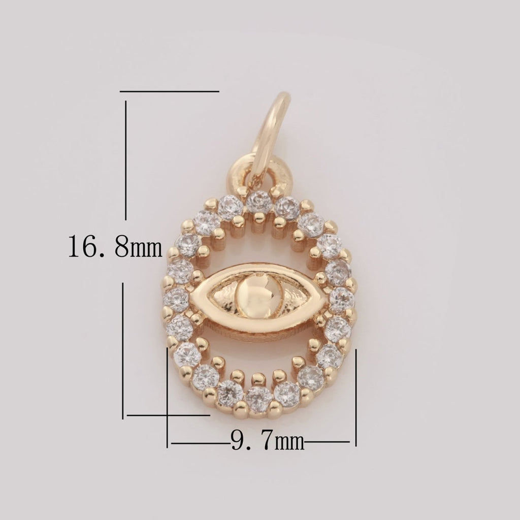 Dainty 18k Gold plated Hamsa Hand / Evil Eye / Star Charm Micro Pave Mini Medallion Pendant for bracelet necklace earring Minimalist Jewelry M-750 - M-752