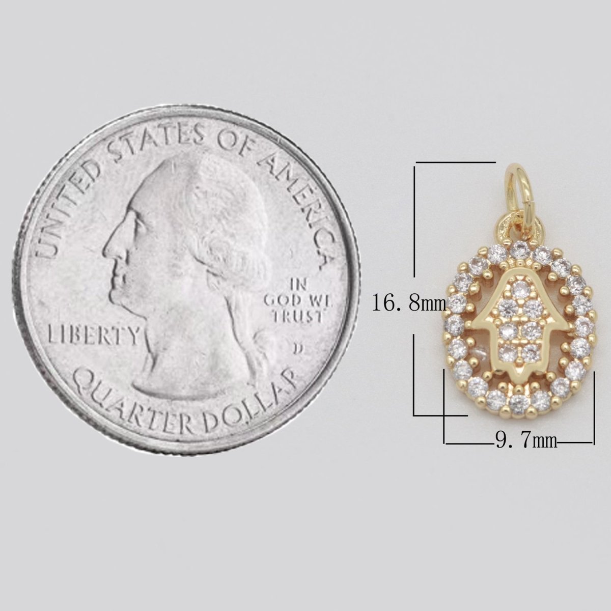 Dainty 18k Gold plated Hamsa Hand / Evil Eye / Star Charm Micro Pave Mini Medallion Pendant for bracelet necklace earring Minimalist Jewelry M-750 - M-752
