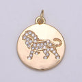 Dainty 18k Gold plated Leo Coin Medallion Charm for Bracelet Necklace Pendant Lion Wild Animal Findings for Jewelry Making,E-099 - DLUXCA