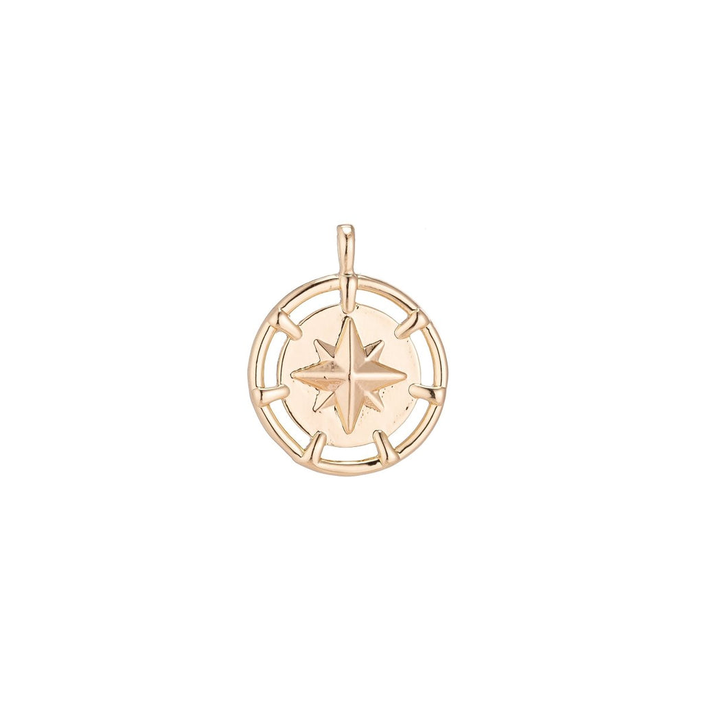 Dainty 18k Gold plated North Star Charm Starry Twinkle Starburst Coin Pendant for Layer Necklace Earring Bracelet Jewelry Making Supplies C-079 - DLUXCA