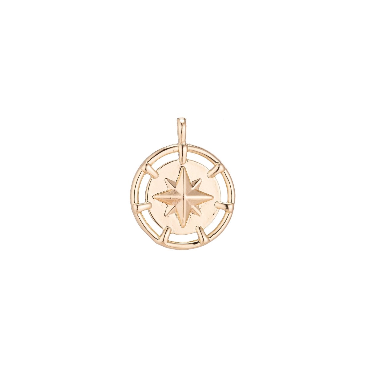 Dainty 18k Gold plated North Star Charm Starry Twinkle Starburst Coin Pendant for Layer Necklace Earring Bracelet Jewelry Making Supplies C-079 - DLUXCA