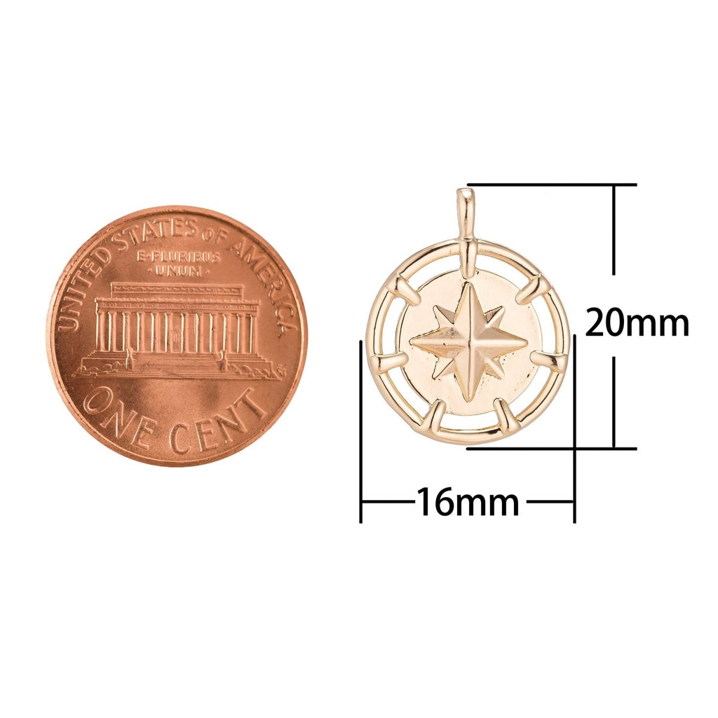 Dainty 18k Gold plated North Star Charm Starry Twinkle Starburst Coin Pendant for Layer Necklace Earring Bracelet Jewelry Making Supplies C-079 - DLUXCA
