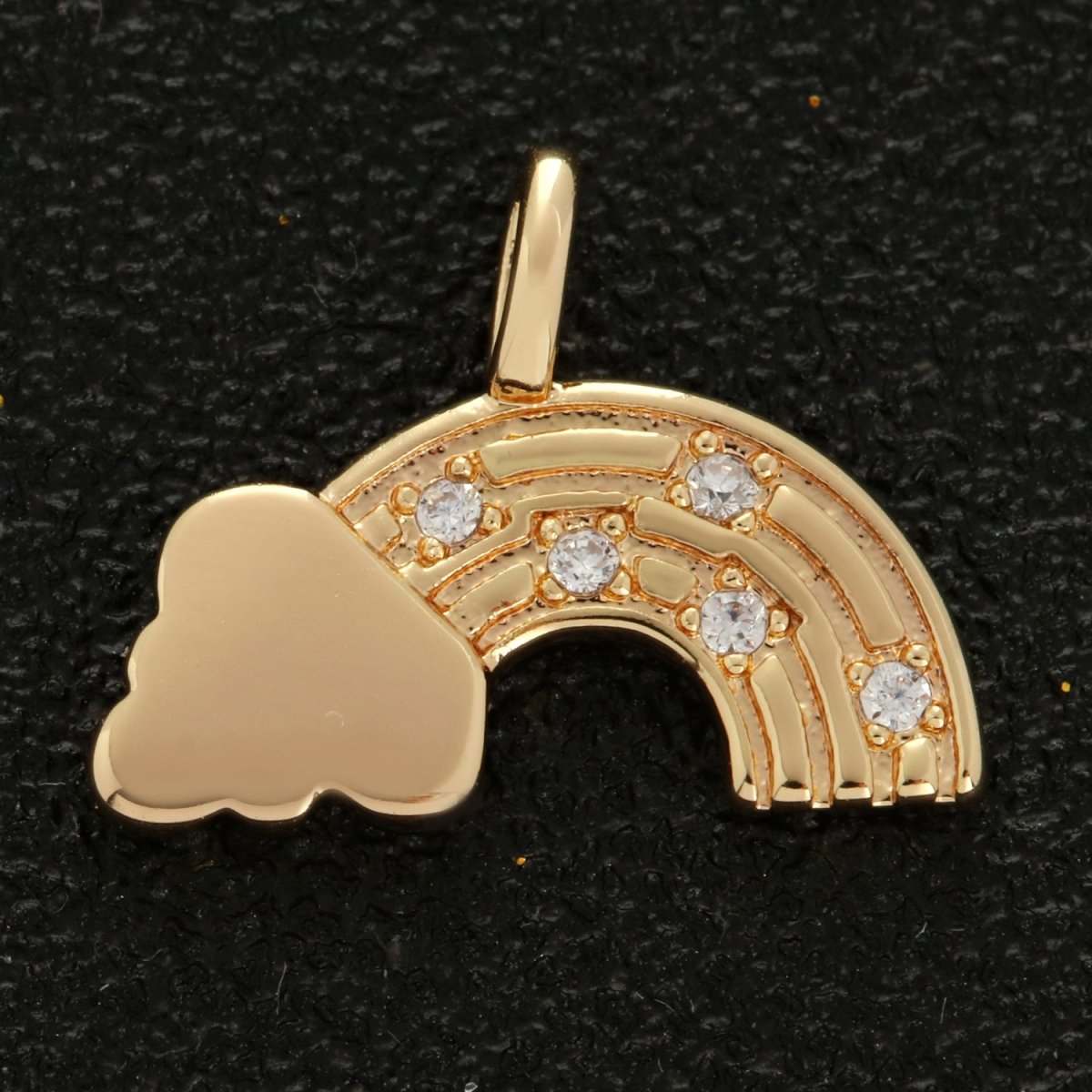 Dainty 18k Gold plated Rainbow Charm with Cloud M-788 - DLUXCA
