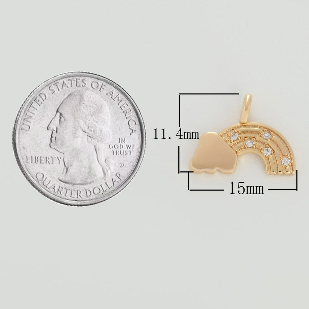 Dainty 18k Gold plated Rainbow Charm with Cloud M-788 - DLUXCA