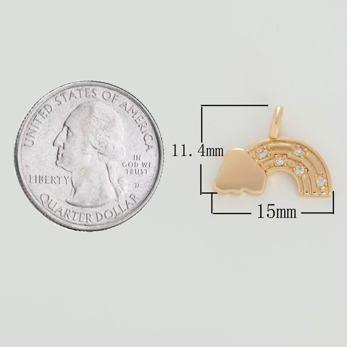 Dainty 18k Gold plated Rainbow Charm with Cloud M-788 - DLUXCA