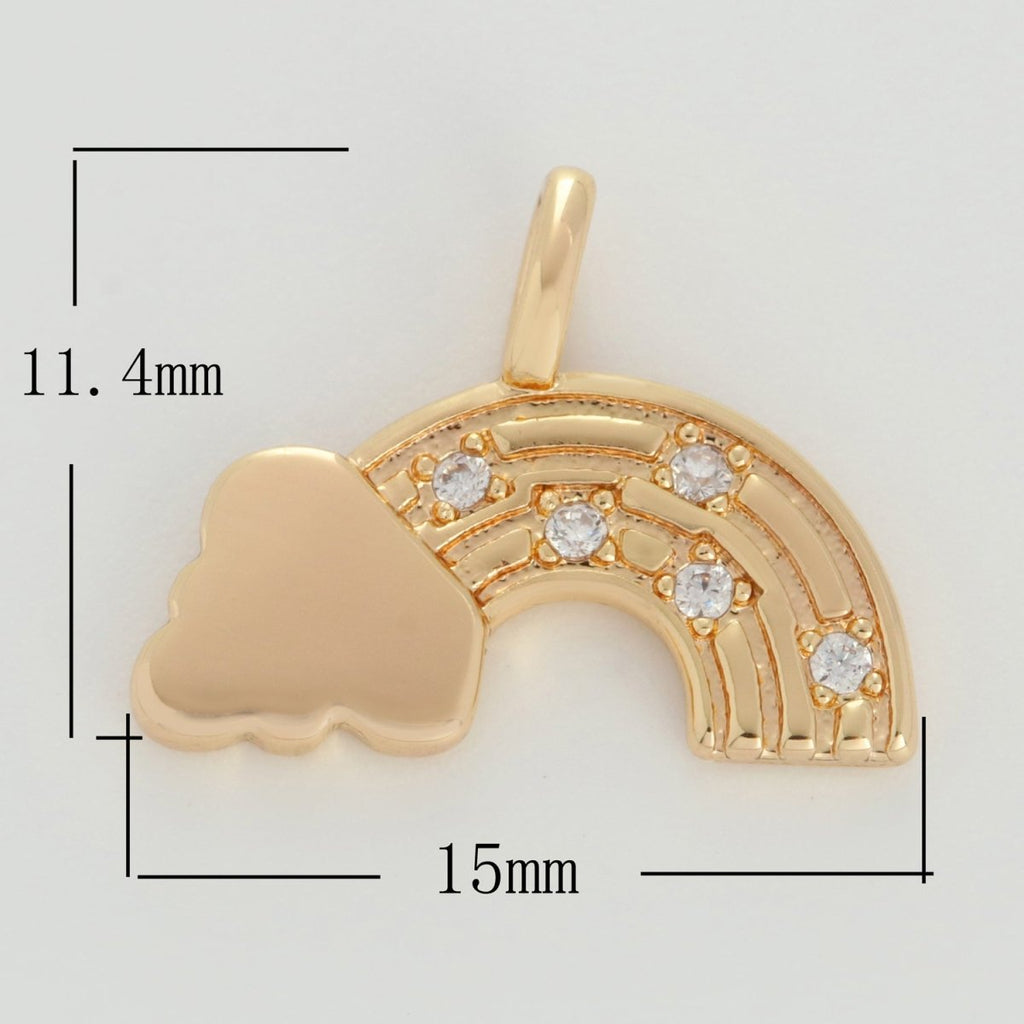Dainty 18k Gold plated Rainbow Charm with Cloud M-788 - DLUXCA