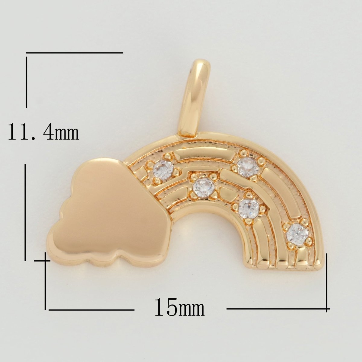 Dainty 18k Gold plated Rainbow Charm with Cloud M-788 - DLUXCA
