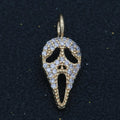 Dainty 18K Gold plated Scream Mask Charm Micro Pave Skull Dia De Los Muertos Charm for Halloween Jewelry Inspired M-740 - DLUXCA