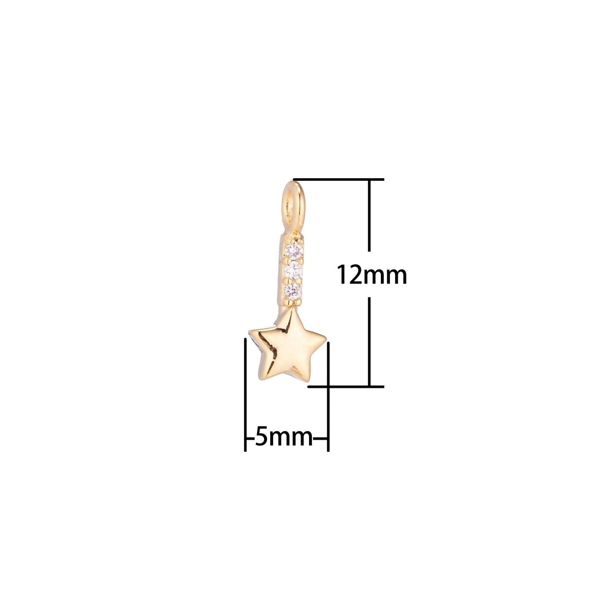 Dainty 18K Gold plated Shining Twinkle Fallin Star Cubic Zirconia Charm Necklace Pendant Earring Bracelet Findings for Jewelry Making C-152 - DLUXCA