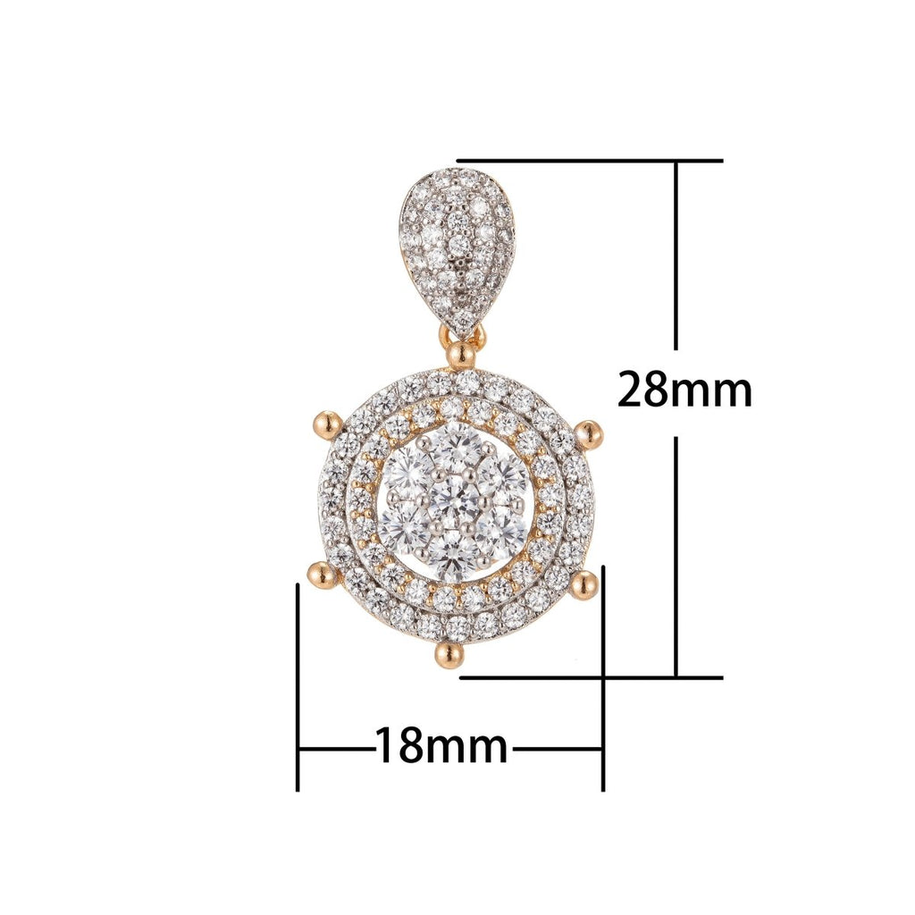 Dainty 18k Gold plated Ship Wheel Charms Micro Pave Helm Charms for Necklace Pendants Nautical Jewelry - DLUXCA