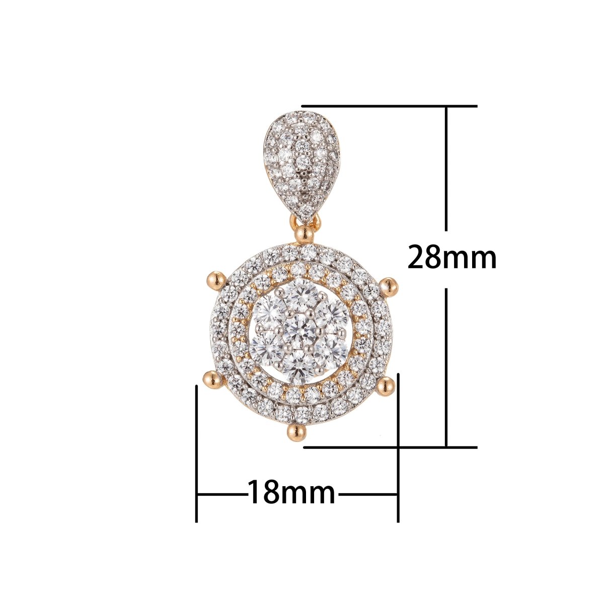 Dainty 18k Gold plated Ship Wheel Charms Micro Pave Helm Charms for Necklace Pendants Nautical Jewelry - DLUXCA