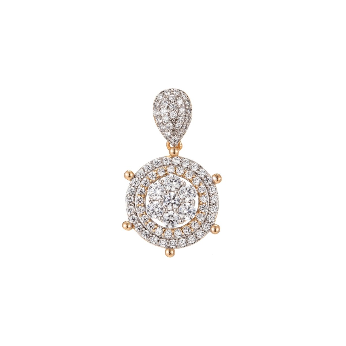 Dainty 18k Gold plated Ship Wheel Charms Micro Pave Helm Charms for Necklace Pendants Nautical Jewelry - DLUXCA