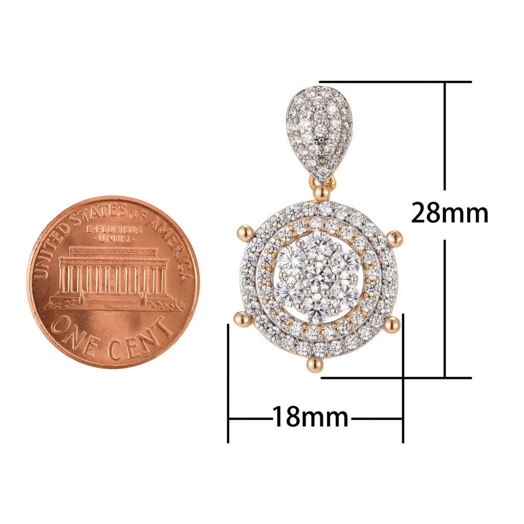 Dainty 18k Gold plated Ship Wheel Charms Micro Pave Helm Charms for Necklace Pendants Nautical Jewelry - DLUXCA