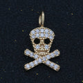 Dainty 18K Gold plated Skull Charm Micro Pave Danger Skull Charm for Halloween Jewelry Inspired M-742 - DLUXCA
