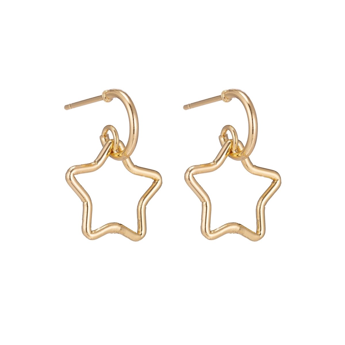 Dainty 18k Gold plated Star Earrings, Celestial Earrings, Geometric Huggie Earring Making Supply Findings for Jewelry Making Supplies K-027 - DLUXCA