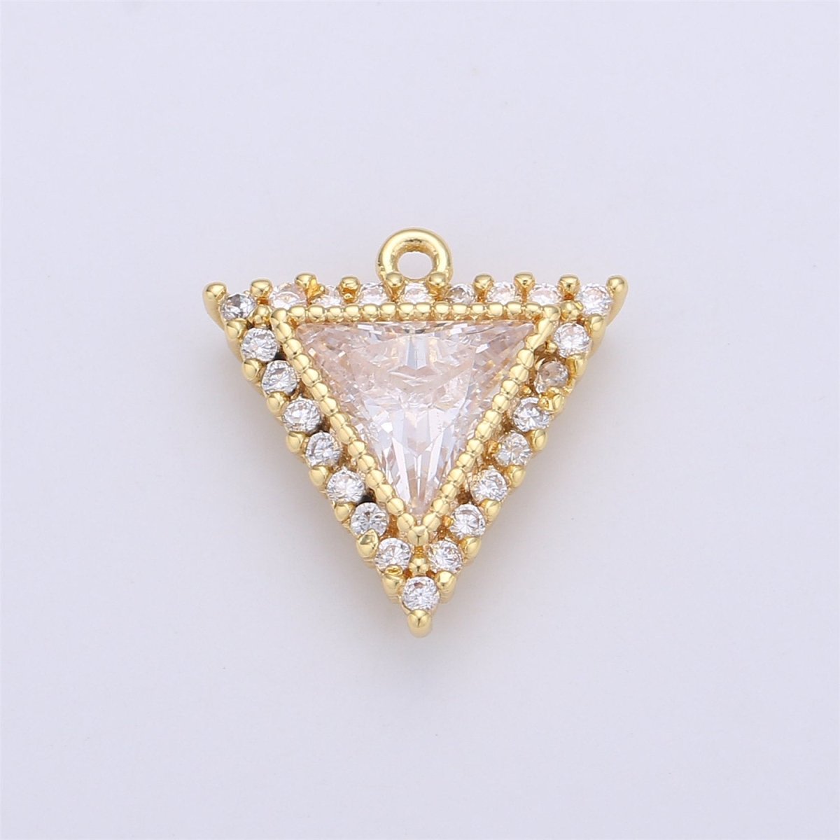 Dainty 18K Gold plated Triangle Charm Micro Pave Pyramid Cubic Charm Bracelet Necklace Earring Charm Component Jewelry Making Supply C-650 - DLUXCA