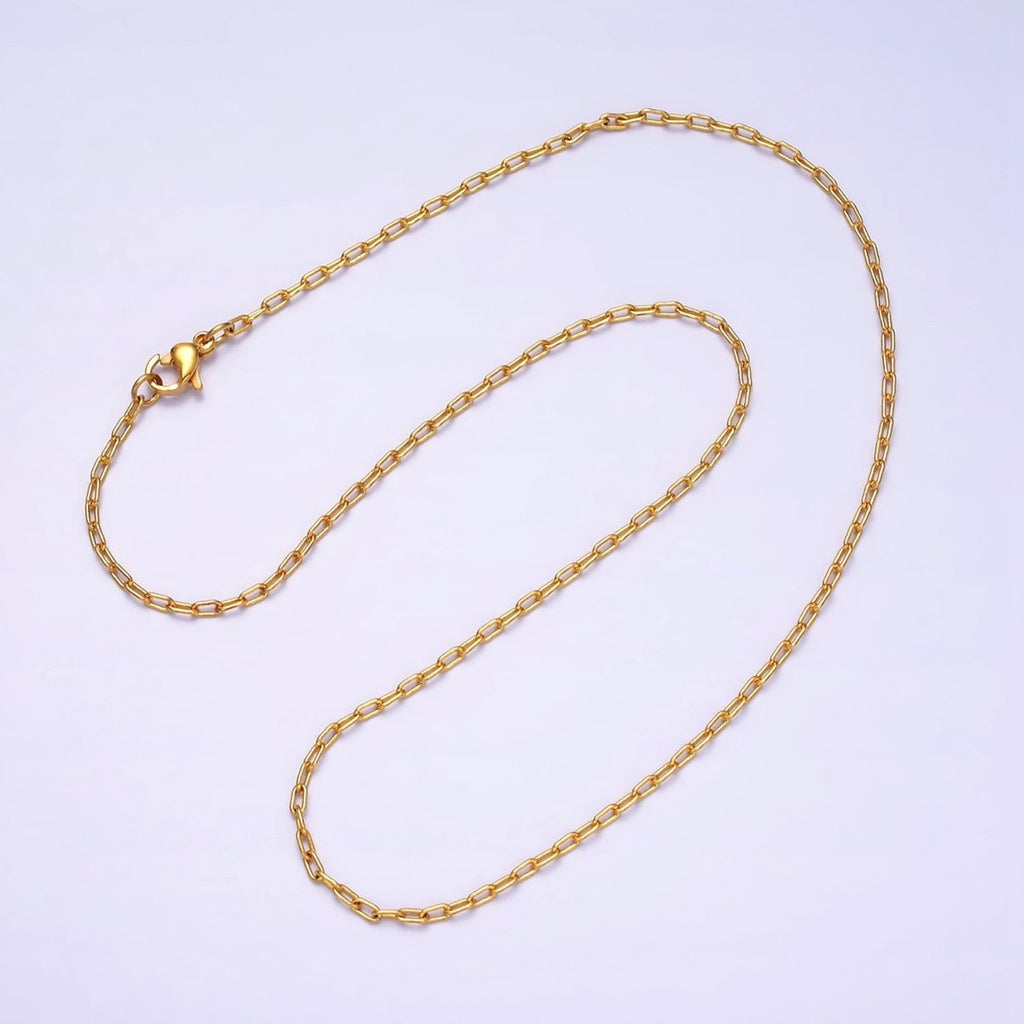 Dainty 1.8mm Cable Paperclip 16 Inch Minimalist Choker Chain Necklace | WA-1873 Clearance Pricing - DLUXCA