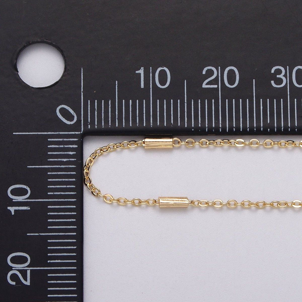 Dainty 24K Gold plated 1.5mm Unique Cable Tube Unfinished Chain by Yard in Gold & Silver | ROLL-1035, ROLL-1090 Clearance Pricing - DLUXCA