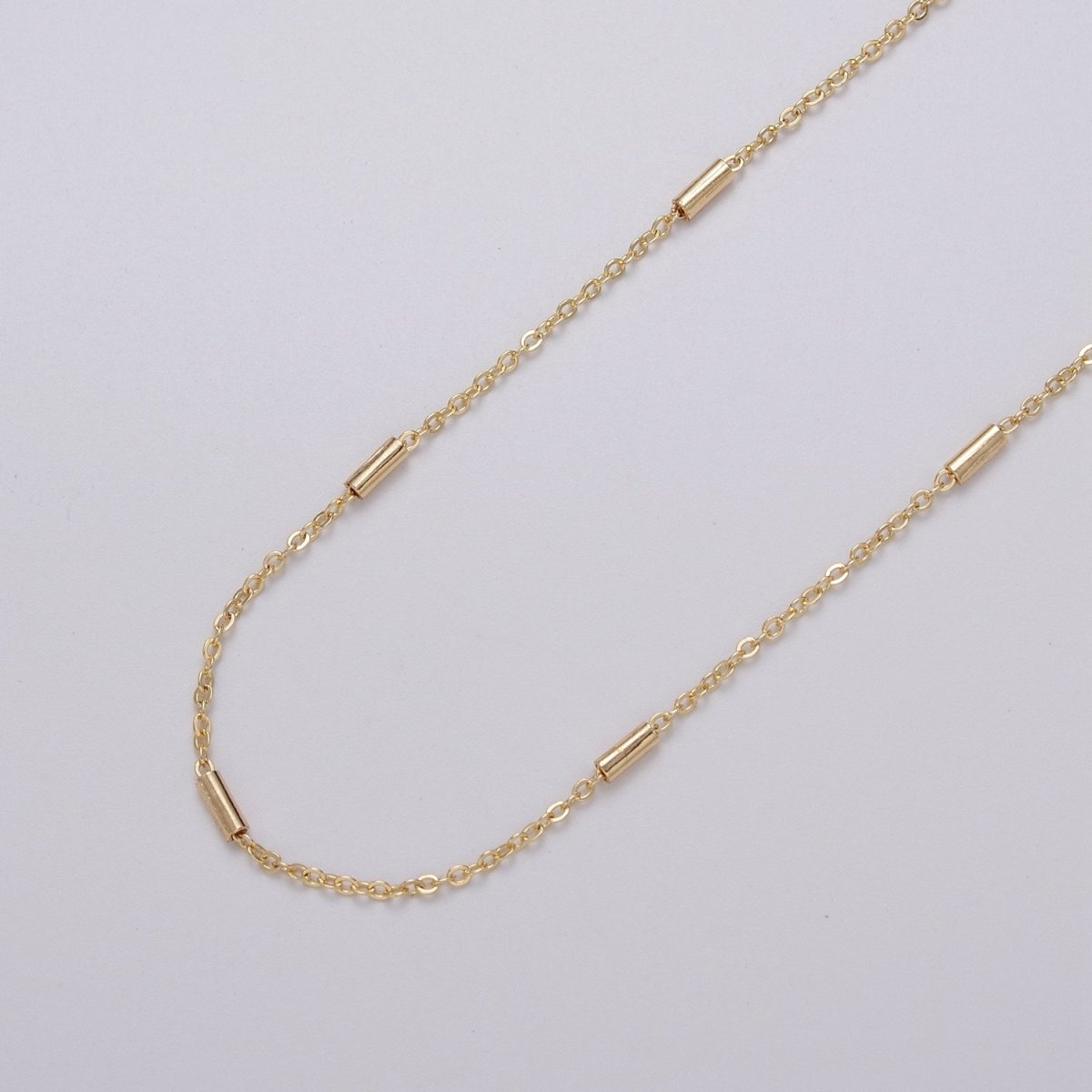 Dainty 24K Gold plated 1.5mm Unique Cable Tube Unfinished Chain by Yard in Gold & Silver | ROLL-1035, ROLL-1090 Clearance Pricing - DLUXCA