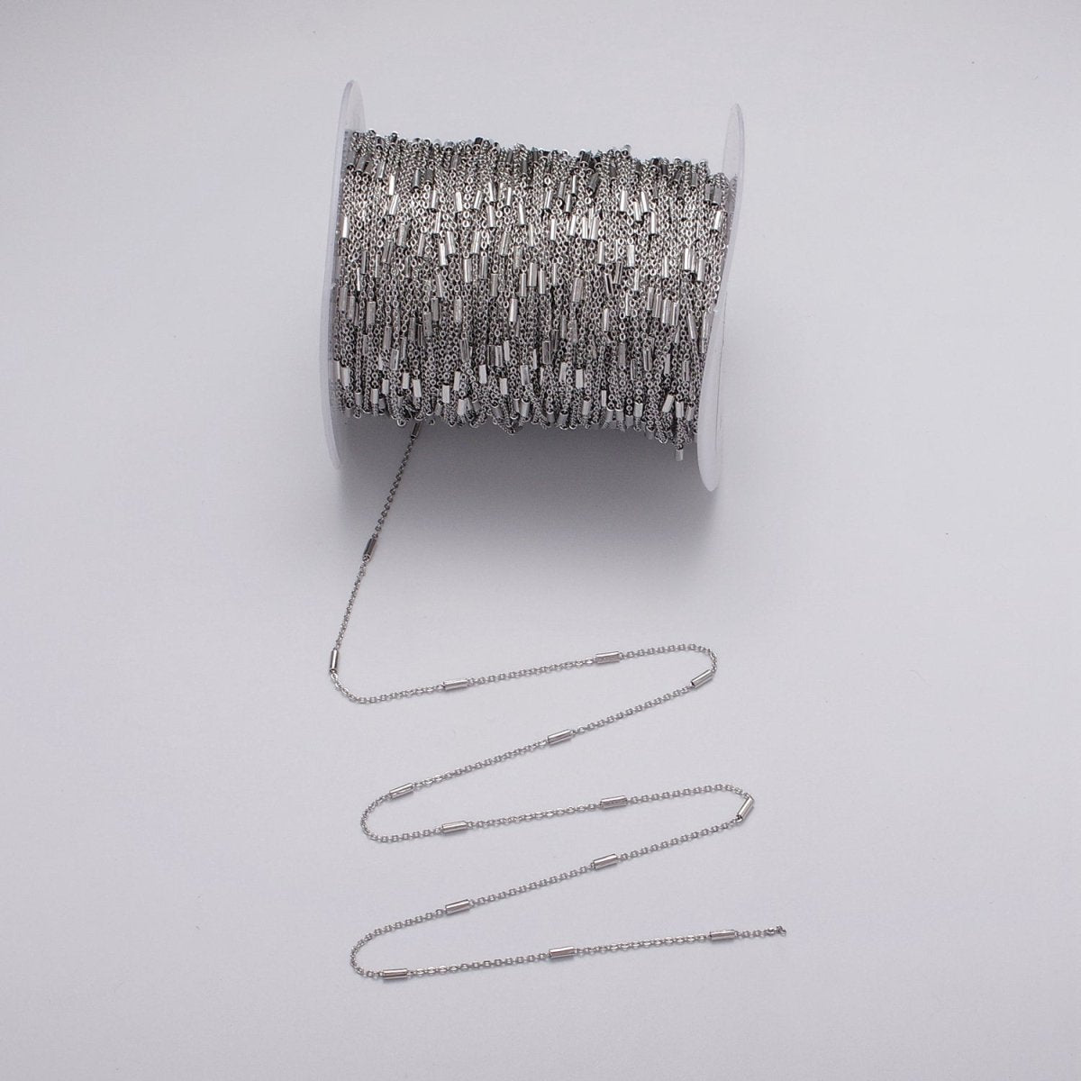 Dainty 24K Gold plated 1.5mm Unique Cable Tube Unfinished Chain by Yard in Gold & Silver | ROLL-1035, ROLL-1090 Clearance Pricing - DLUXCA
