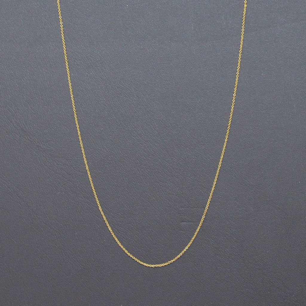 Dainty 24K Gold plated 1mm Rolo Cable 18 Inch Chain Necklace w/ Spring Ring | CN-989 - DLUXCA
