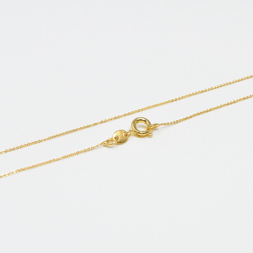 Dainty 24K Gold plated 1mm Rolo Cable 18 Inch Chain Necklace w/ Spring Ring | CN-989 - DLUXCA