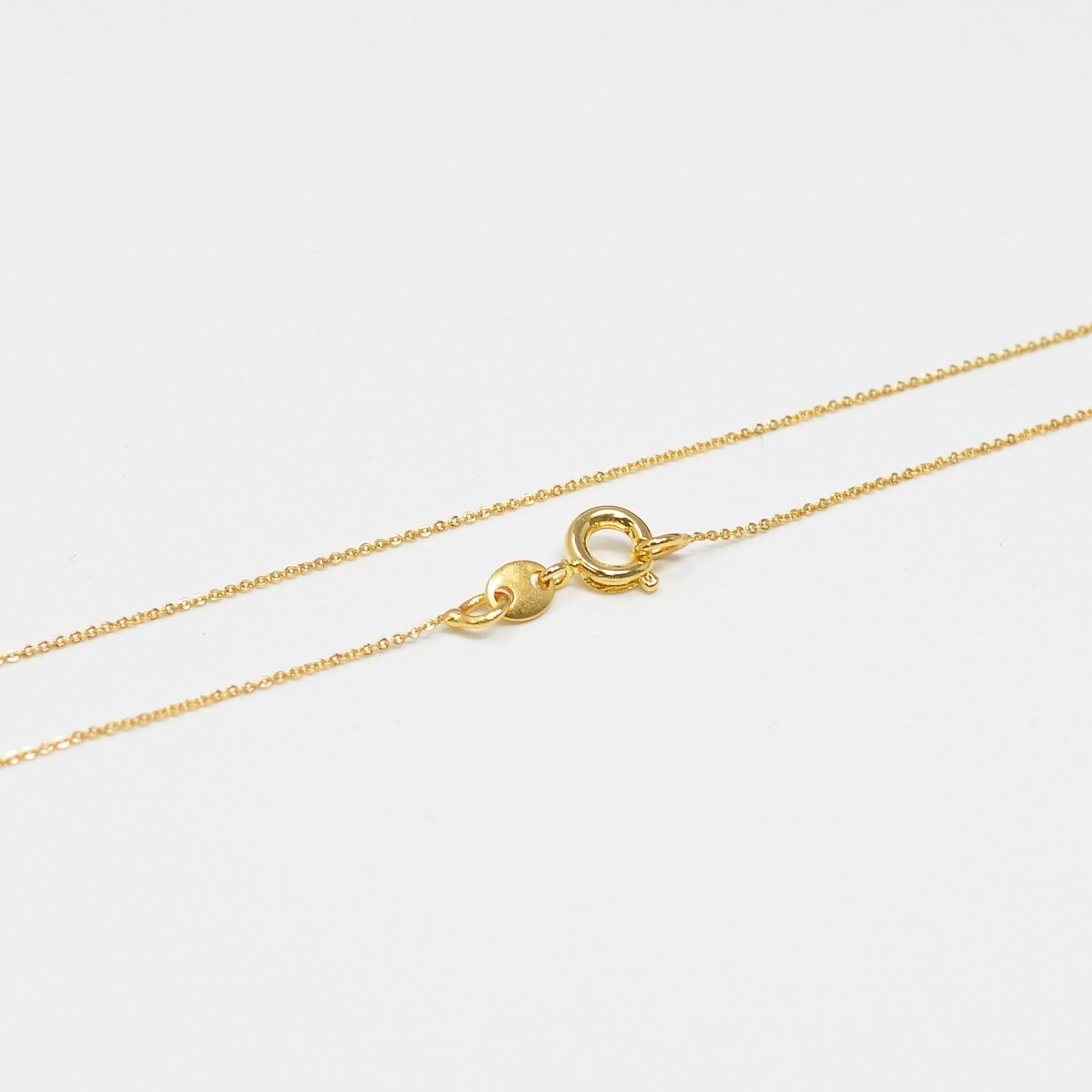 Dainty 24K Gold plated 1mm Rolo Cable 18 Inch Chain Necklace w/ Spring Ring | CN-989 - DLUXCA