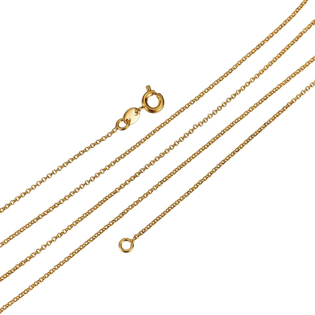 Dainty 24k Gold plated 1mm Rolo Finished Chain 23.5 inch for Long Necklace Making Small Simple Minimalist Delicate Chain Necklace | CN-425 Clearance Pricing - DLUXCA