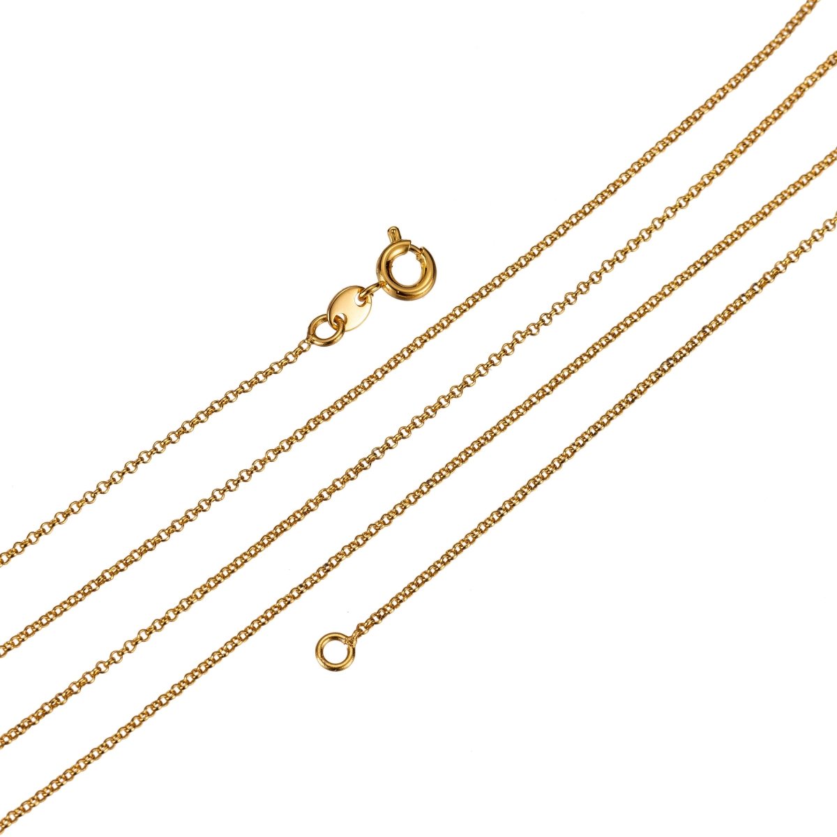 Dainty 24k Gold plated 1mm Rolo Finished Chain 23.5 inch for Long Necklace Making Small Simple Minimalist Delicate Chain Necklace | CN-425 Clearance Pricing - DLUXCA