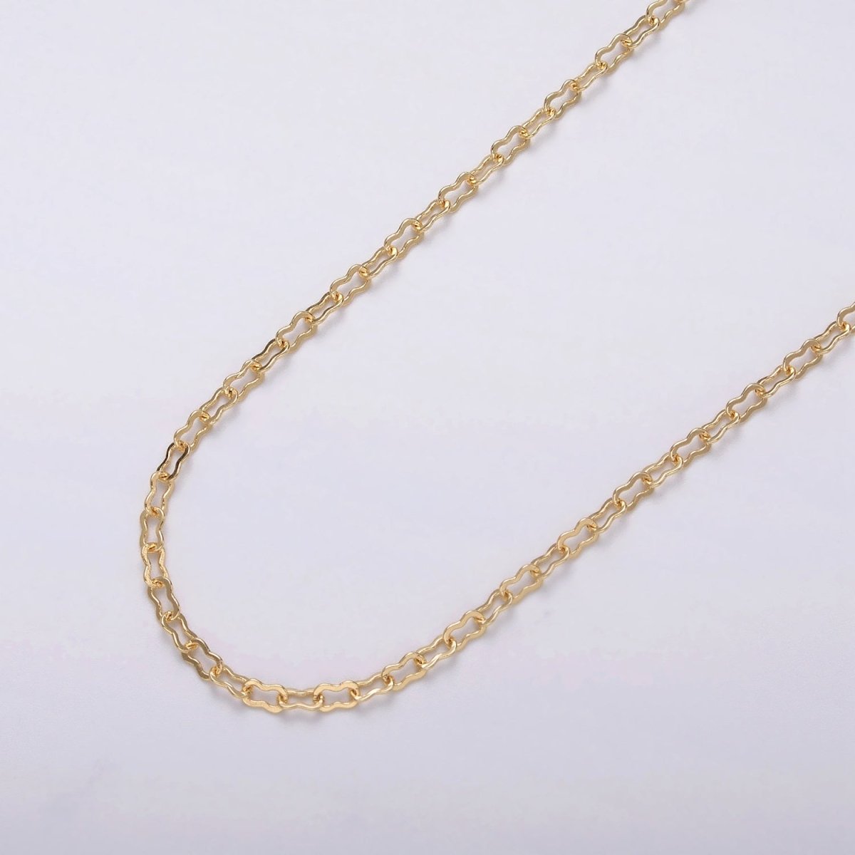 Dainty 24k Gold plated 2.2mm Figure Eight Unfinished Chain by Yard in Gold & Silver | ROLL-1041, ROLL-1114 Clearance Pricing