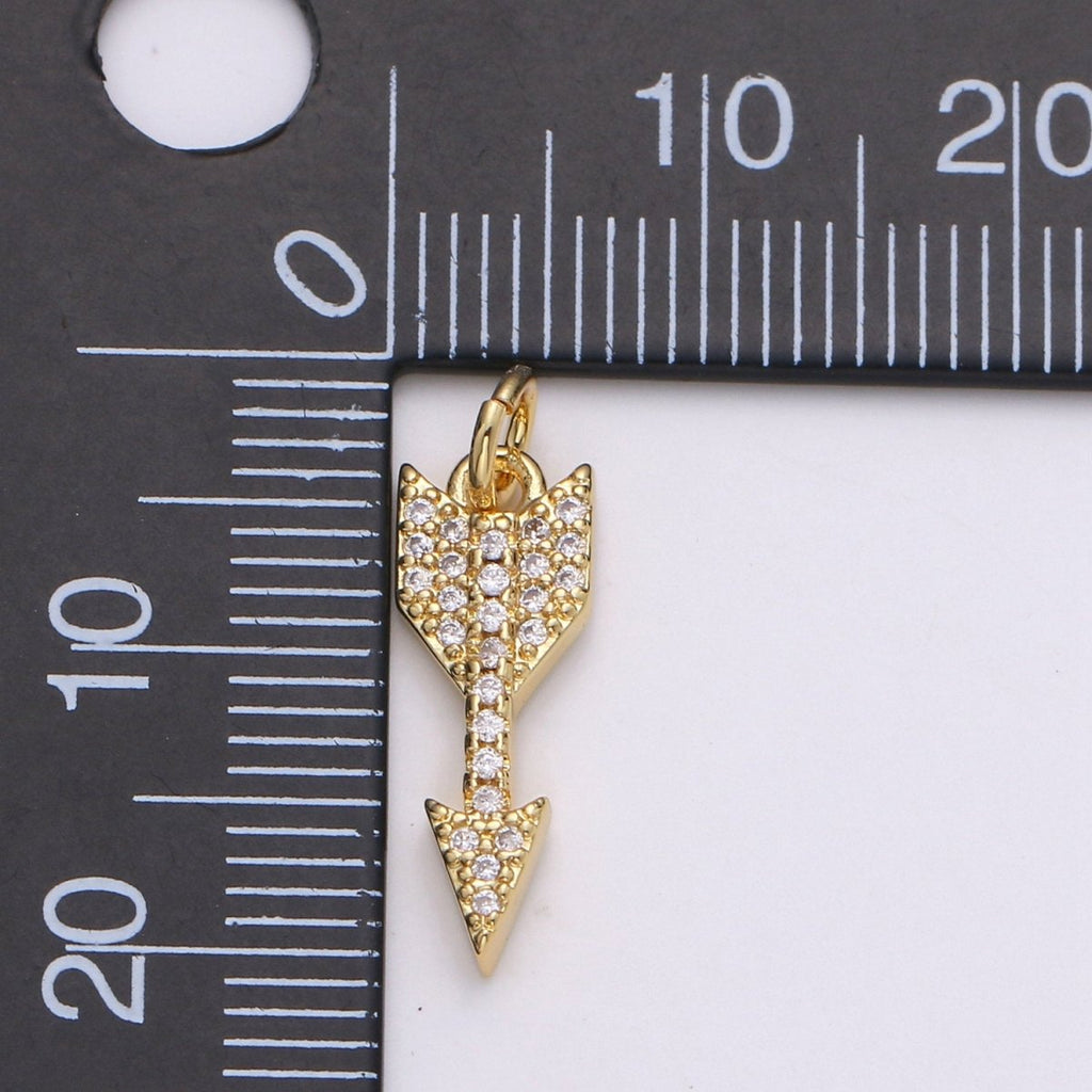 Dainty 24k Gold plated Arrow Charm Mini Arrow Pendant Micro Pave Charm for Bracelet Earring Necklace Making D-476 D-477