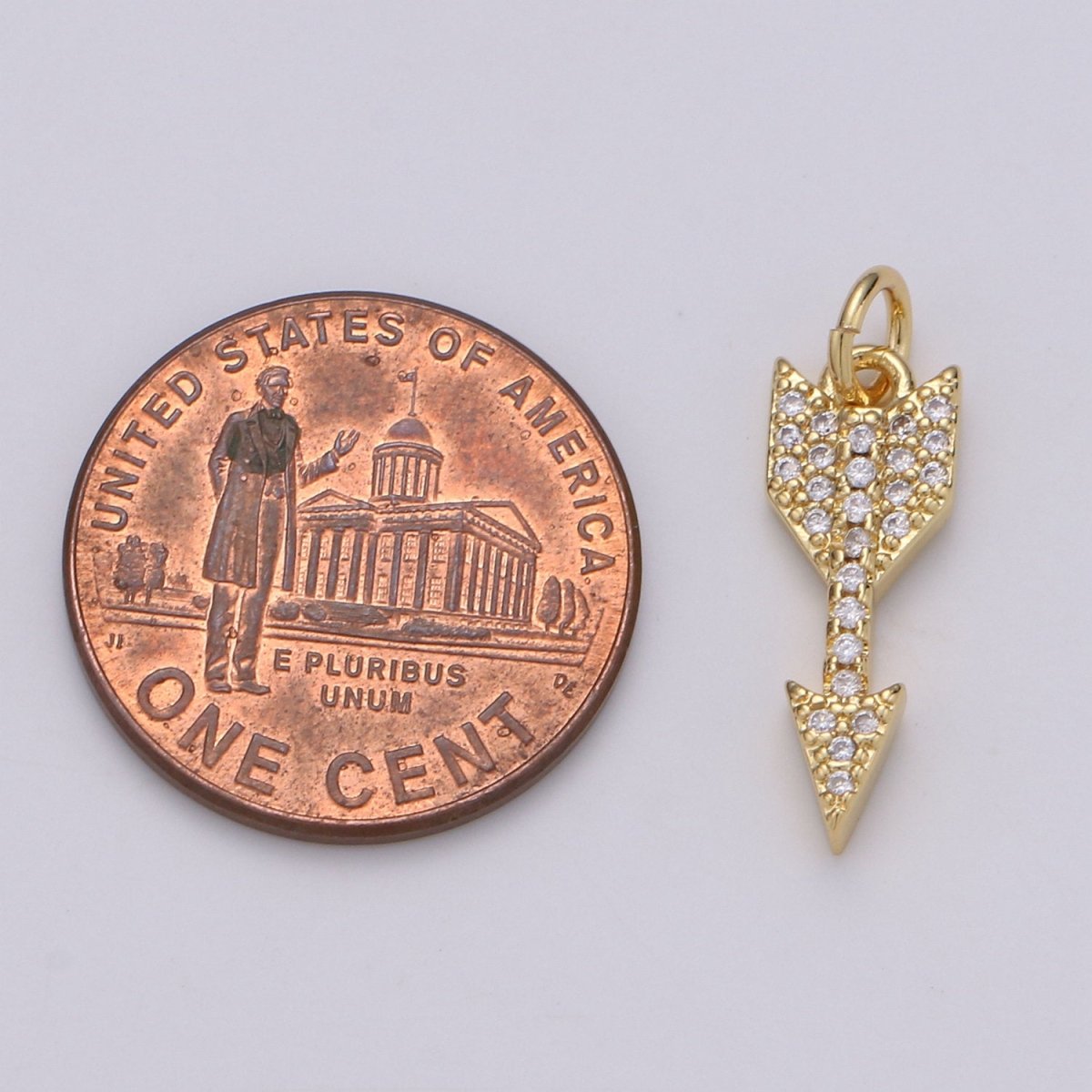 Dainty 24k Gold plated Arrow Charm Mini Arrow Pendant Micro Pave Charm for Bracelet Earring Necklace Making D-476 D-477