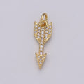Dainty 24k Gold plated Arrow Charm Mini Arrow Pendant Micro Pave Charm for Bracelet Earring Necklace Making D-476 D-477