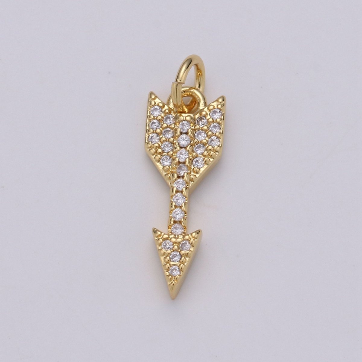 Dainty 24k Gold plated Arrow Charm Mini Arrow Pendant Micro Pave Charm for Bracelet Earring Necklace Making D-476 D-477