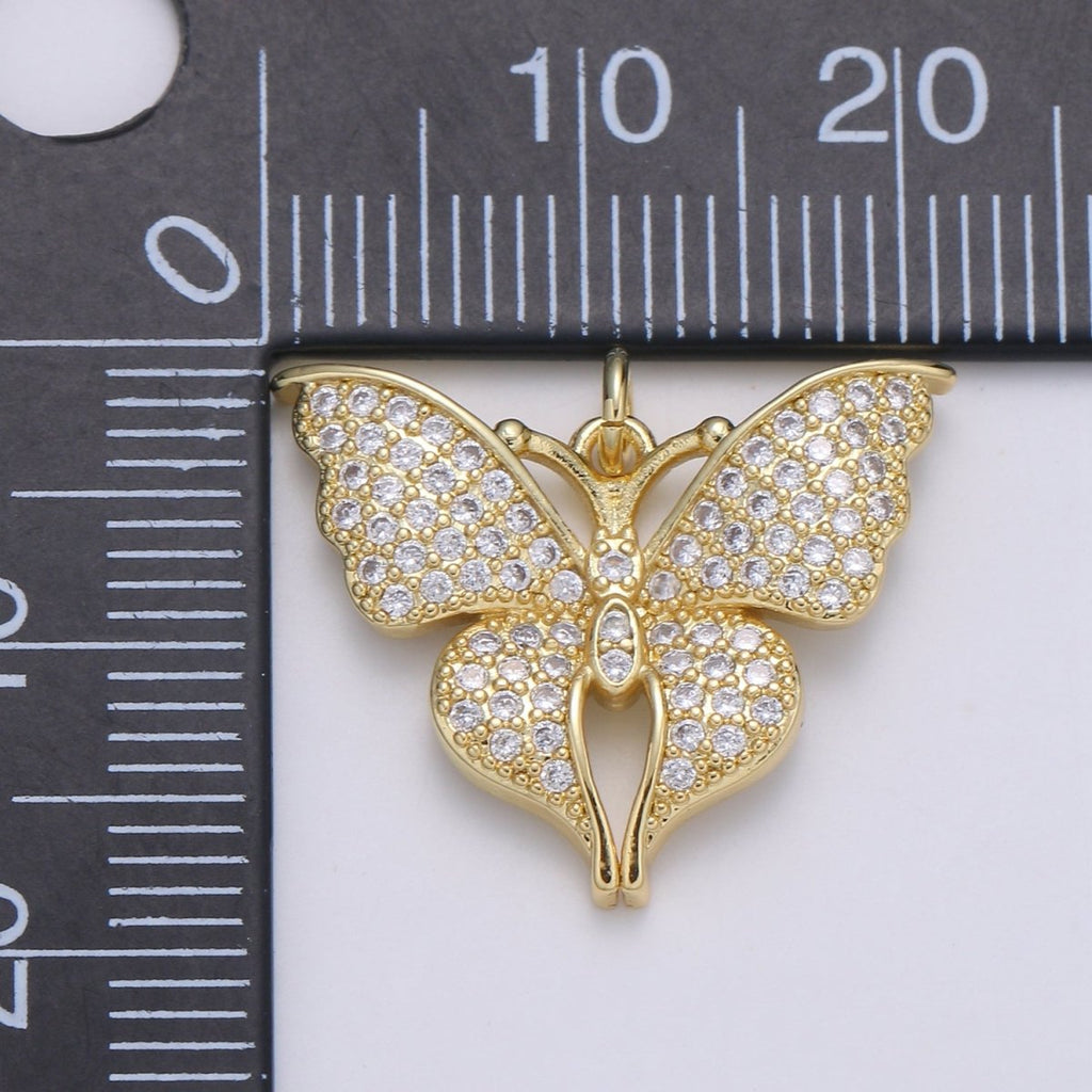 Dainty 24K Gold plated Butterfly Charm E-113 - DLUXCA